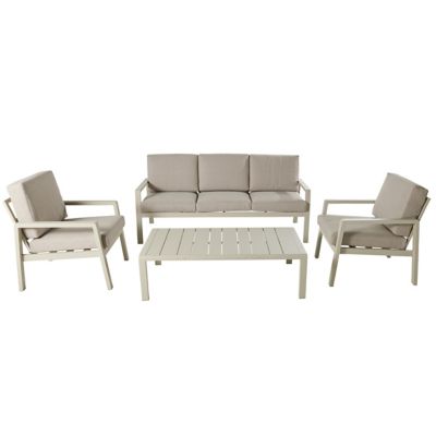 Salon de jardin aluminium couleur sable GoodHome Santorin peyote 5 personnes