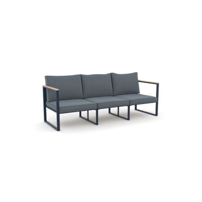 Salon de jardin angle aluminium polywood 5 Places gris et naturel - VALENCE