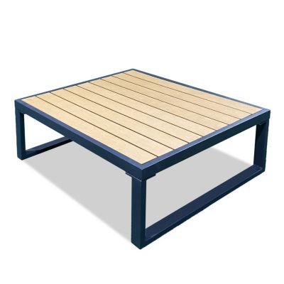 Salon de jardin angle aluminium polywood 5 Places gris et naturel - VALENCE