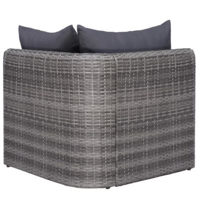 Salon de jardin avec coussin, résine tressée - Gris - 100 x 60 x 33 cm