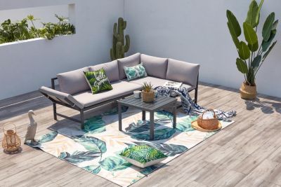 Salon de jardin bas 4 places gris clair KATEA