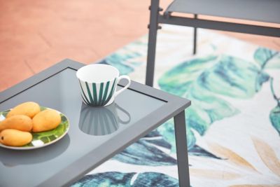 Salon de jardin bas 4 places gris en acier ETIORA