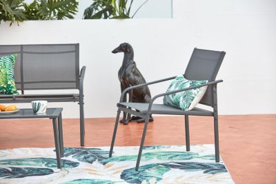 Salon de jardin bas 4 places gris en acier ETIORA