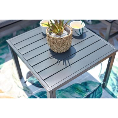 Salon de jardin bas avec canapé inclinable gris foncé KATEA