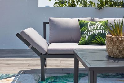 Salon de jardin bas avec canapé inclinable gris foncé KATEA