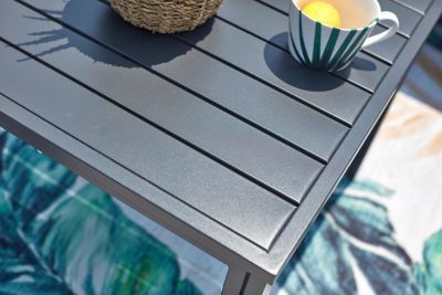 Salon de jardin bas avec canapé inclinable gris foncé KATEA