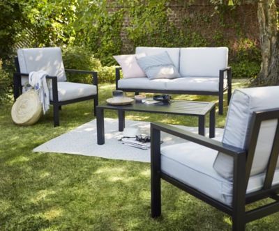 Salon De Jardin Bas Blooma Jaz Aluminium Gris 4 Personnes Castorama