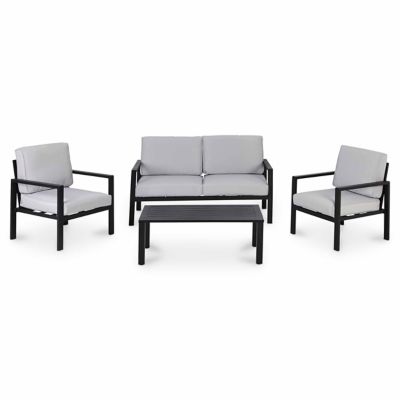 Salon de jardin bas Blooma Jaz aluminium gris 4 personnes