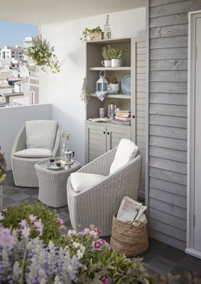 Salon de jardin bas Blooma Pilares effet rotin beige 2 personnes