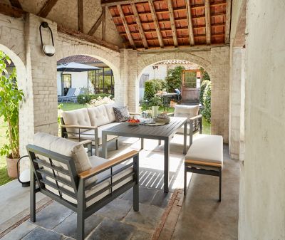 Salon de jardin bas Cayenne aluminium anthracite DCB Garden 7 personnes