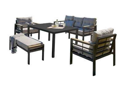 Salon de jardin bas Cayenne aluminium anthracite DCB Garden 7 personnes