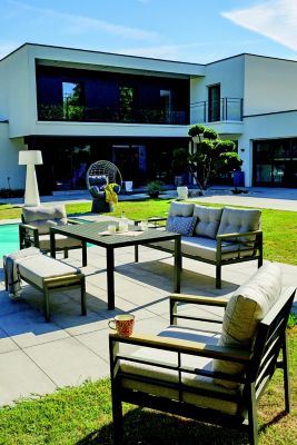 Salon de jardin bas Cayenne aluminium anthracite DCB Garden 7 personnes