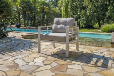 Salon de jardin bas Cayenne aluminium blanc DCB Garden 7 personnes