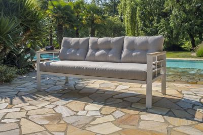 Salon de jardin bas Cayenne aluminium blanc DCB Garden 7 personnes