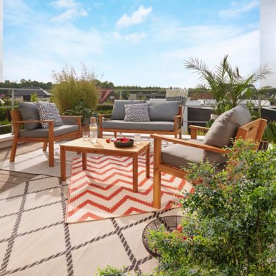 Salon de jardin bas GoodHome Denia bois 4 personnes