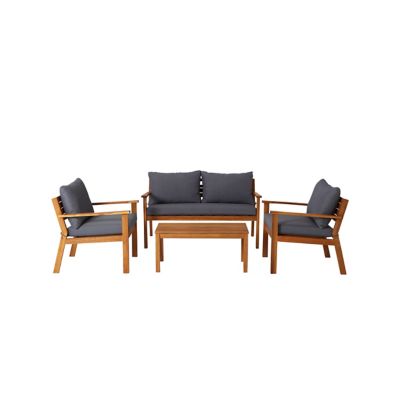 Salon de jardin bas GoodHome Denia bois 4 personnes