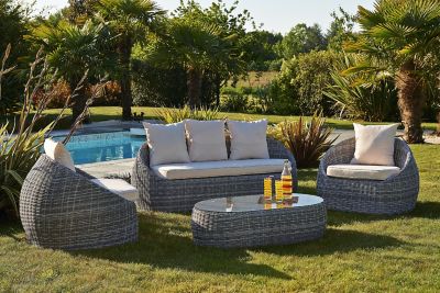 Salon de jardin bas Isa résine tressée 5 personnes DCB GARDEN