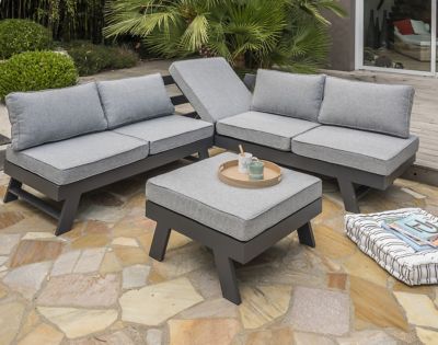Salon de jardin bas New York aluminium anthracite DCB Garden 6 personnes
