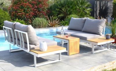 Salon de jardin bas Tokyo aluminium blanc DCB Garden 4 personnes