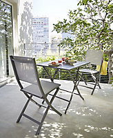 Salon de jardin Batang - Table + 2 chaises anthracite