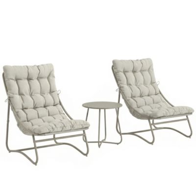 Salon de jardin bistro 3 pièces 2 personnes métal gris