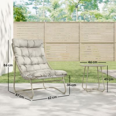 Salon de jardin bistro 3 pièces 2 personnes métal gris
