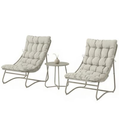 Salon de jardin bistro 3 pièces 2 personnes métal gris