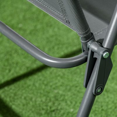 Salon de jardin bistro 3 pièces en métal gris foncé avec table pliante en verre