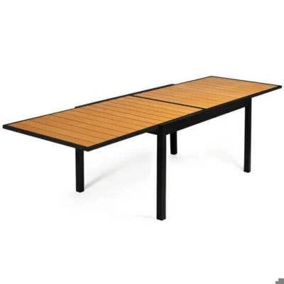 Salon de Jardin Bois Noir - Table Extensible 35/270cm - 12 chaises - Mobilier Extérieur Jardin Terasse