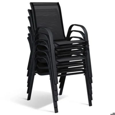 Salon de Jardin Bois Noir - Table Extensible 35/270cm - 12 chaises - Mobilier Extérieur Jardin Terasse
