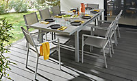Salon de jardin Brusnik Barbana- Table + 8 fauteuils gris
