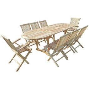 Salon de jardin c et l jardin bois massif bois 9 pieces 49 x 49 x 49 8 personnes
