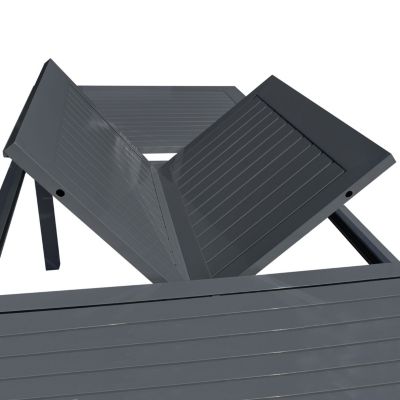 Salon de jardin CAPRI extensible en textilène gris 8 places - aluminium anthracite - HAPPY GARDEN