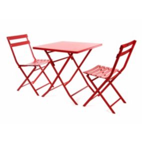 Salon de jardin carré en métal Greensboro 70 x 70 cm Groseille avec 2 chaises - Hespéride