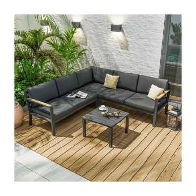 Salon de jardin d'angle design en aluminium 5 places - Anthracite - PASSY