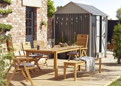 Salon De Jardin Denia Table 2 Bancs 2 Fauteuils Castorama