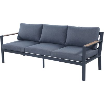 Salon de jardin design en aluminium 5 Places - Gris anthracite et naturel - MABILLON