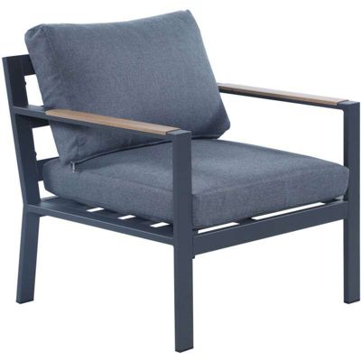 Salon de jardin design en aluminium 5 Places - Gris anthracite et naturel - MABILLON