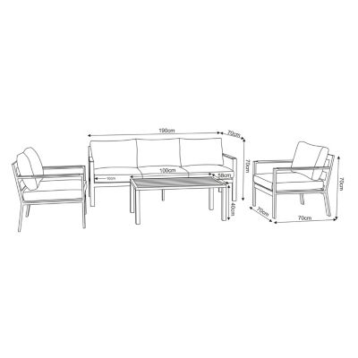 Salon de jardin design en aluminium 5 Places - Gris anthracite et naturel - MABILLON