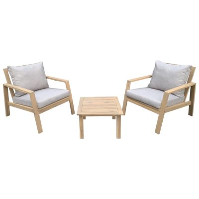 Salon de jardin en acacia massif 2 places GILI - coussins sable - HAPPY GARDEN