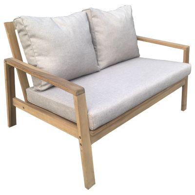 Salon de jardin en acacia massif 4 places GILI - coussins sable - HAPPY GARDEN