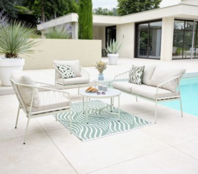 Salon de jardin  en acier coloris blanc - 4 places places -  antibes - ozalide