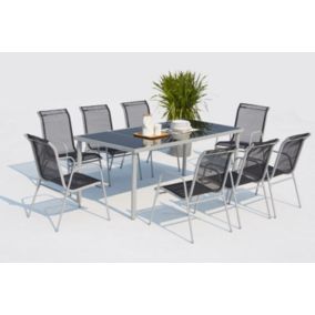 Salon de jardin en acier et toile PVC 8 personnes LUSIANA