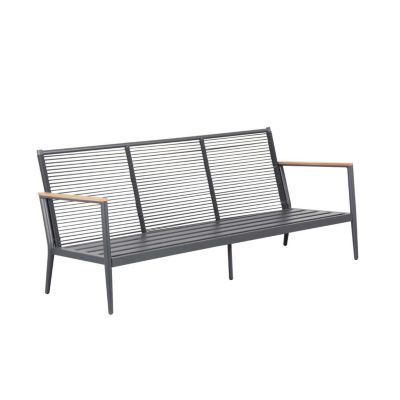 Salon de jardin en aluminium et corde 5 places - Gris anthracite - SYNA