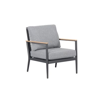 Salon de jardin en aluminium et corde 5 places - Gris anthracite - SYNA