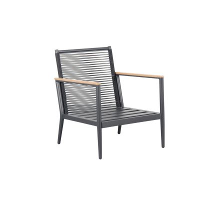 Salon de jardin en aluminium et corde 5 places - Gris anthracite - SYNA