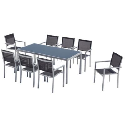 Salon de jardin en aluminium et toile PVC 8 places SALERNE