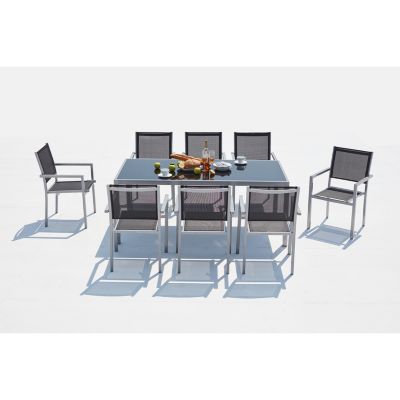 Salon de jardin en aluminium et toile PVC 8 places SALERNE