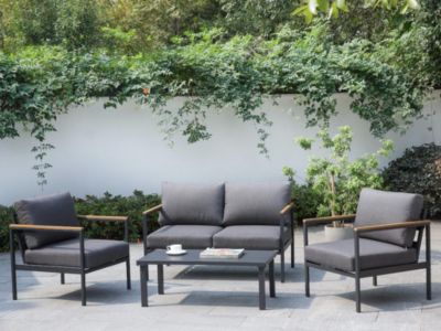 Salon de jardin  en aluminium : un canapé 2 places, deux fauteuils et une table basse - VAIRAO de MYLIA