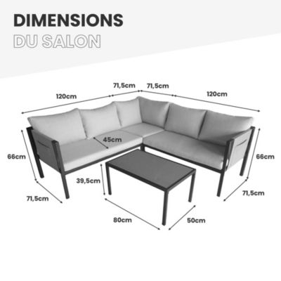 Salon de Jardin en Métal Gris 5 personnes Houat